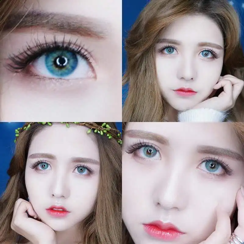 

Blue Contacts Lenses Circle Soft Cosmetic Eye Makeup with Prescription to -8.00 lentes de contacto