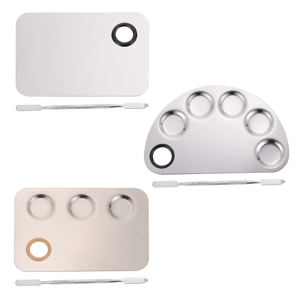 

3 Sets Nail Art Color Palettes Nail Makeup Palettes Nail Makeup Tools Silver