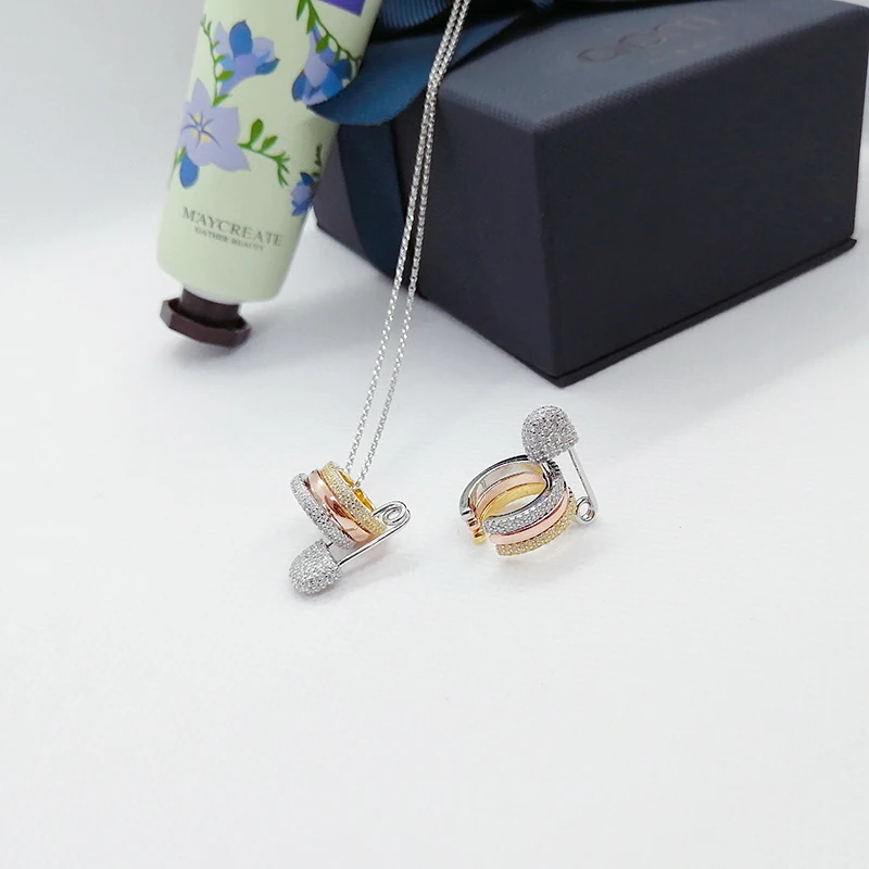 

Pin shaped ear clip 925 pure silver micro inlaid zircon leisure simple fashion personality high-end women