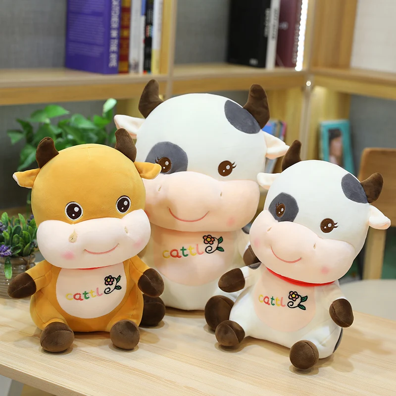 

Hot Nice Huggable New 1pc 25cm/30cm/40cm Cute Soft Cattle Stuffed Kawaii Cow Plush Toy Animal Doll for Kids Baby Lovely Gift