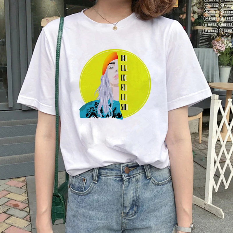 4012 Billie Eilish Harajuku графическая модная футболка для женщин 90s хип-хоп Ullzang футболка Bad Guy забавная футболка buy Friend Топ Футболка женская - Цвет: 4012