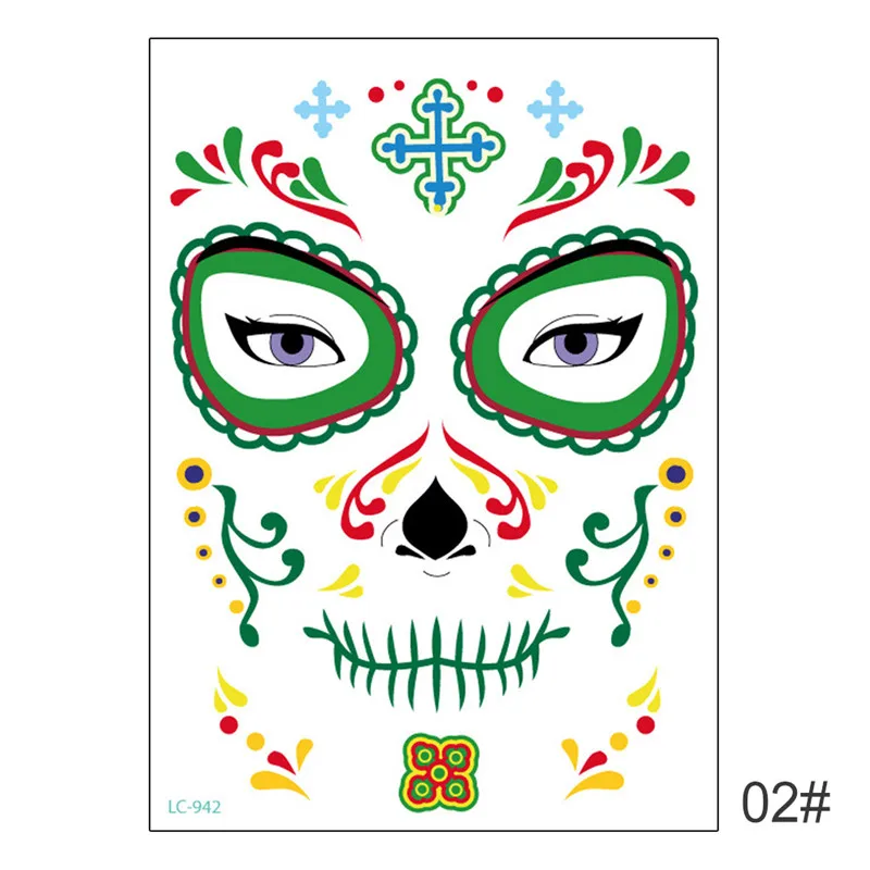 Новая временная татуировка на Хэллоуин наклейка 1 шт День мертвых Dia de los Muertos маска для лица сахар тату наклейка с черепом - Color: 1pcs Color 6