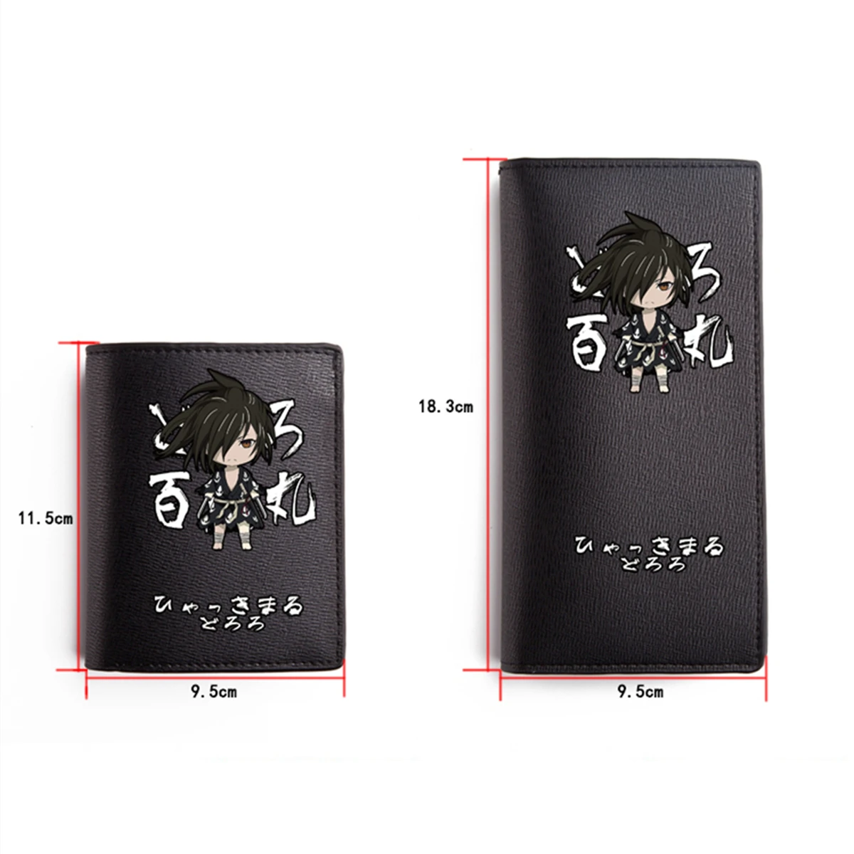 Длинный короткий черный кошелек унисекс из искусственной кожи Dororo Hyakkimaru с