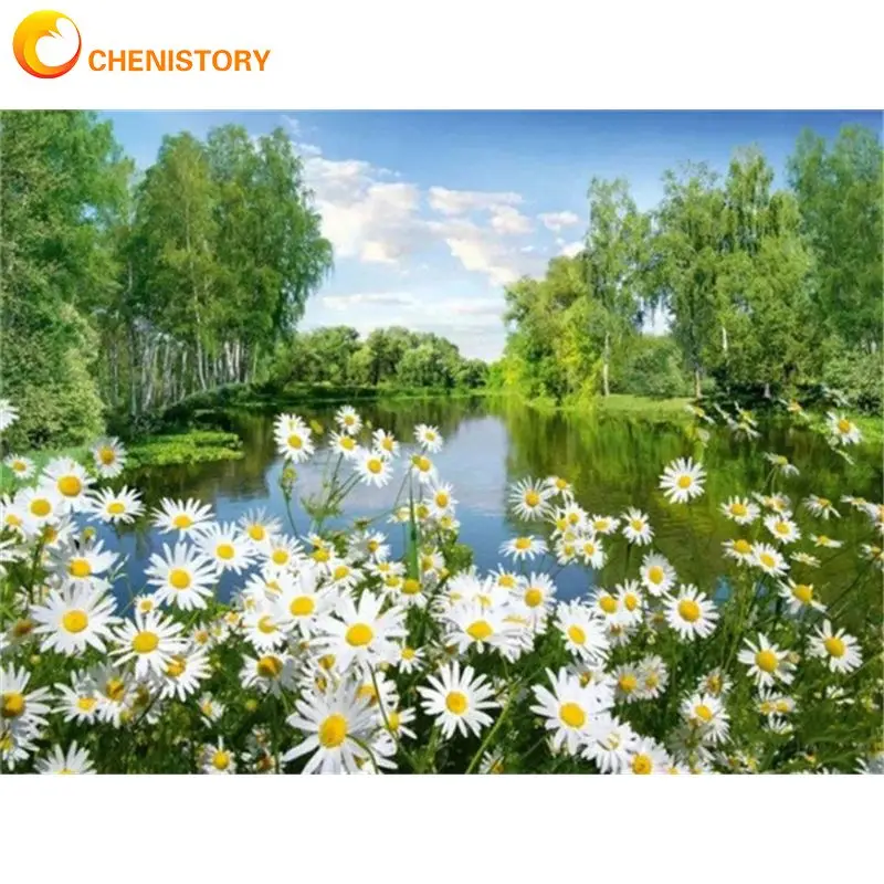 

CHENISTORY Painting By Number Flowers Trees Picture By Numbers Kits Acrylic Paint On Canvas For Home Decors Art craft 60x75cm