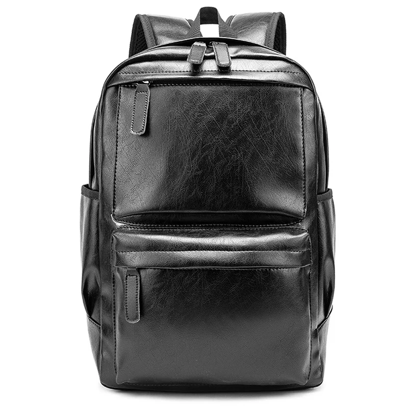 

Men Fashion Backpack Leather Travel Bag Casual Tote Book bag Male Brand Design laptop computer leather back pack laptop