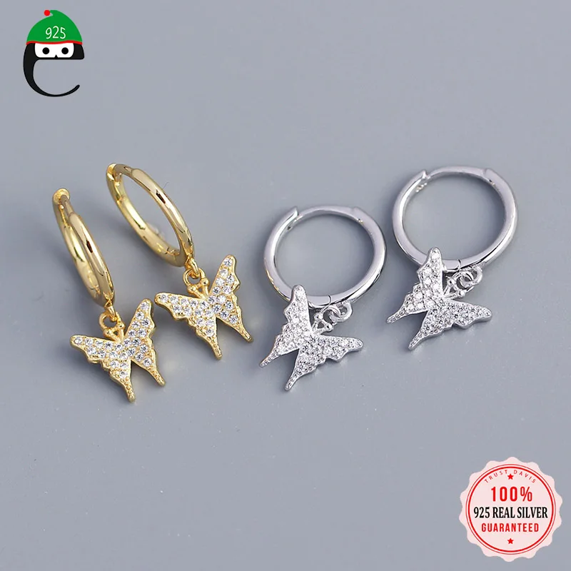 

Серьги-кольца женские из серебра 925 пробы с бабочкой