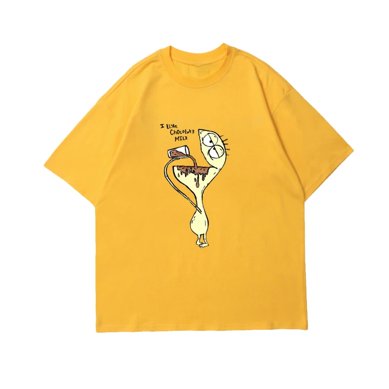 

I love Chocolate Milk Cartoon Character Short Sleeve 2021 Summer Fashionable Casual T-Shirt Unisex Oversized Tops