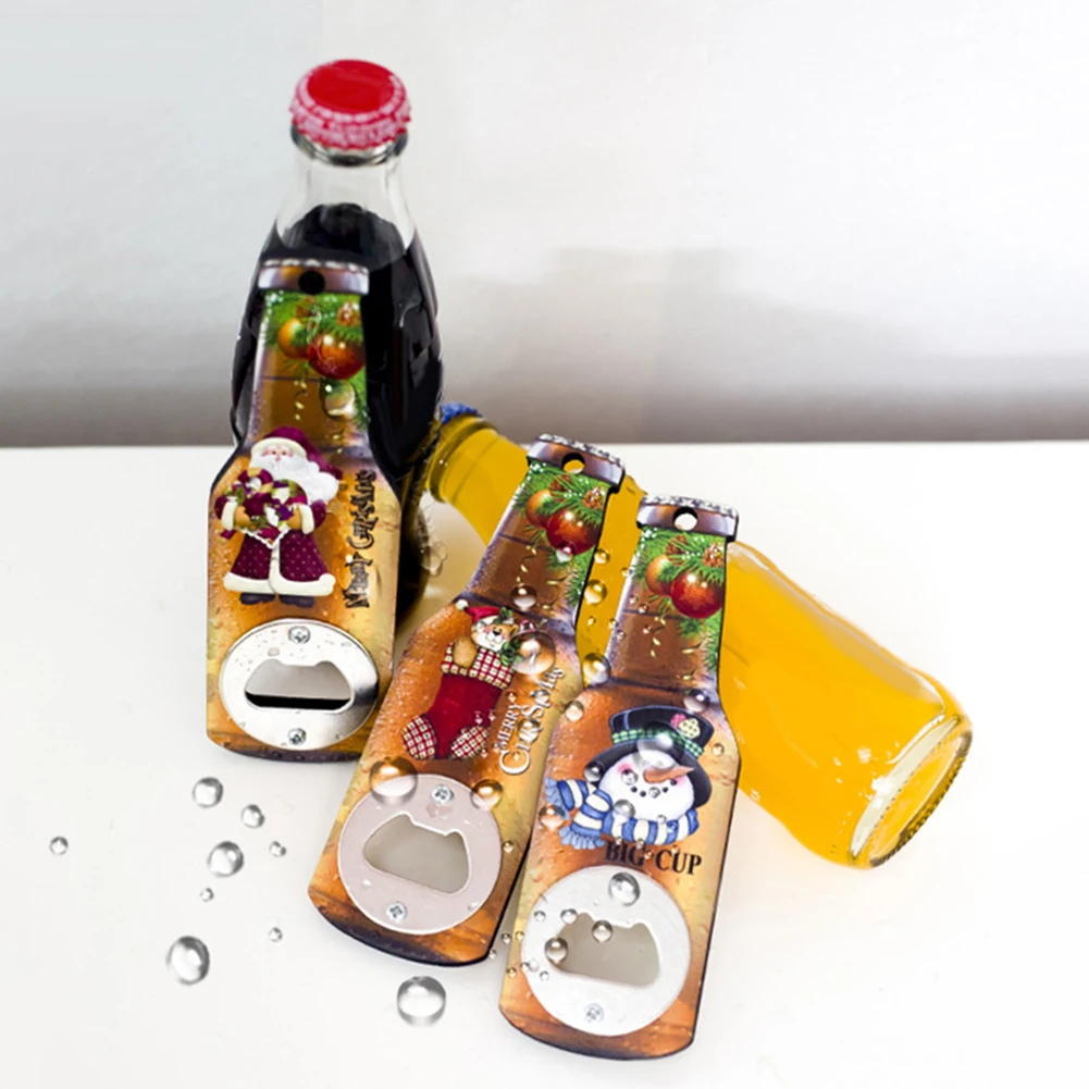 Cute Beer Shape Christmas Santa Claus Snowman Bear Wooden Metal Bottle Opener | Дом и сад
