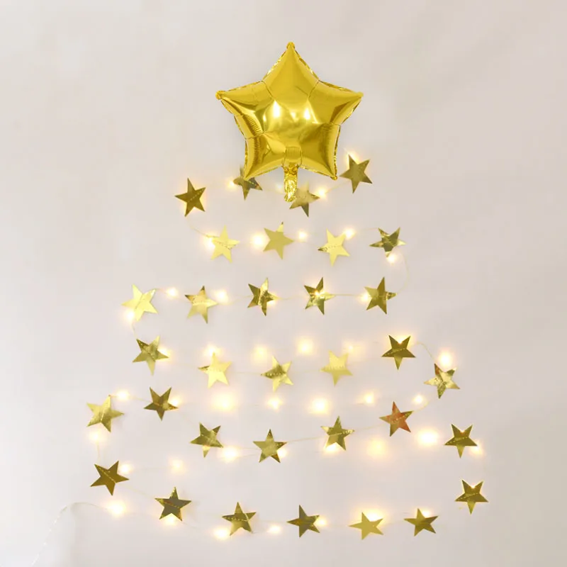 

1 Набор, Золотая Звезда, бумажный баннер, светодиодная гирлянда, шар желаний, рождественские и Новогодние товары, украшение для дома на свадь...