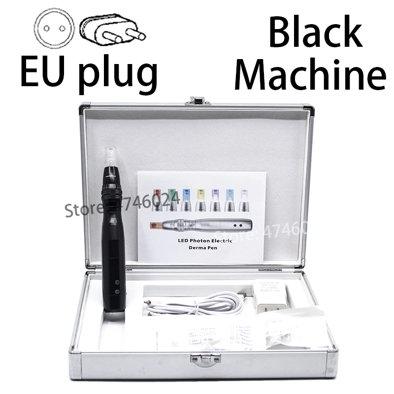 EU black machine 2 7 цветов светодиодный светильник bb крем свечение машина для дермы белый бустер стартовый набор нано иглы с эффективным осветлением анти-старения - Color: EU black machine 2