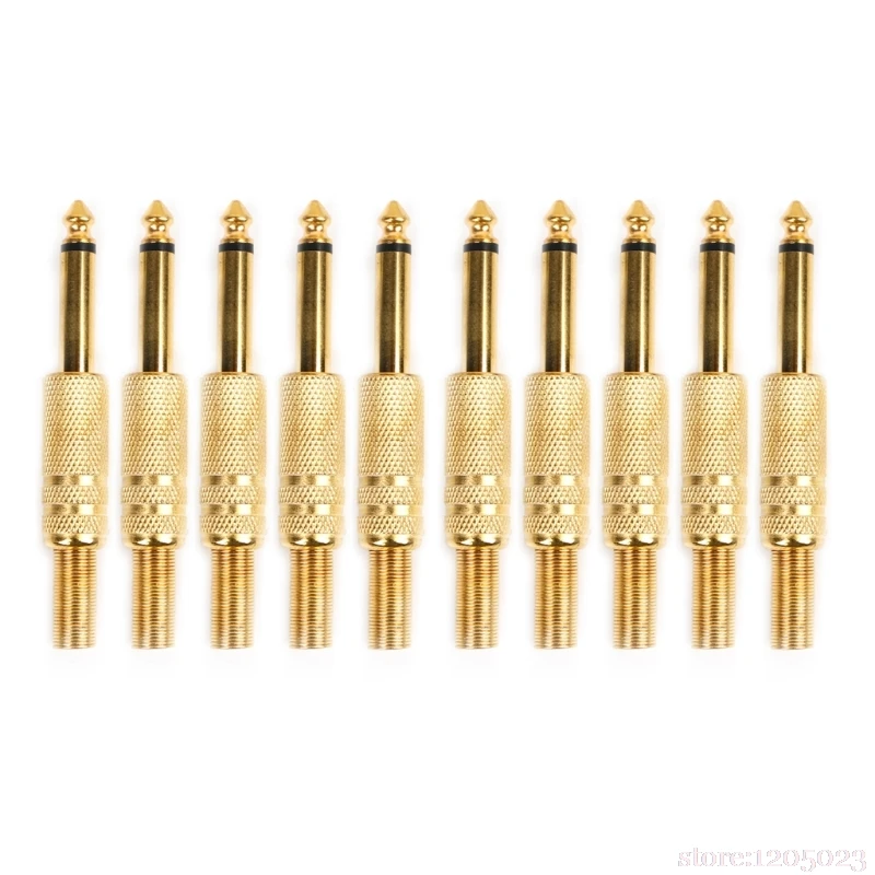 

10 Pcs Gold Plated 6.35mm Male 1/4 Mono Jack Plug Audio Connector Soldering #RW1209
