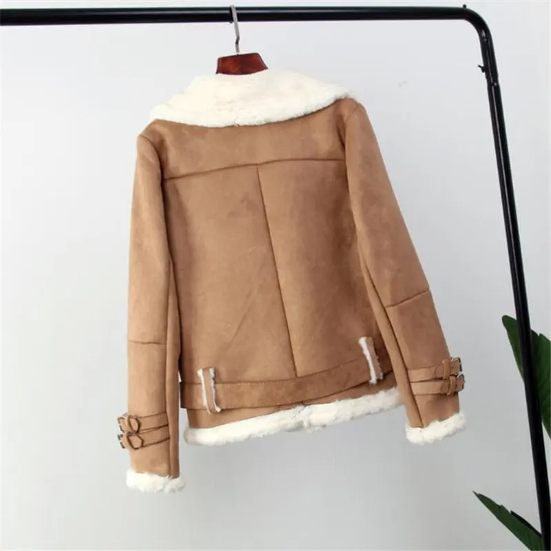 Зимняя замшевая куртка женские Куртки из искусственной овечьей шерсти пальто