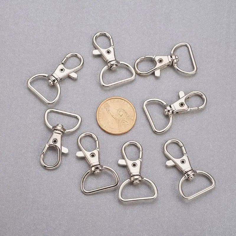 

20Pcs 360 Swivel Trigger Snap Hooks Lobster Claw Clasp D Ring Keychain Findings