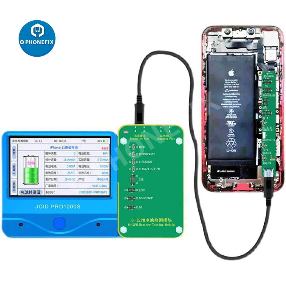 JC Pro1000S Battery Test Module JCID Expansion Board for iphone 6-12promax ipad cycle times health Capacity Read Writing | Инструменты