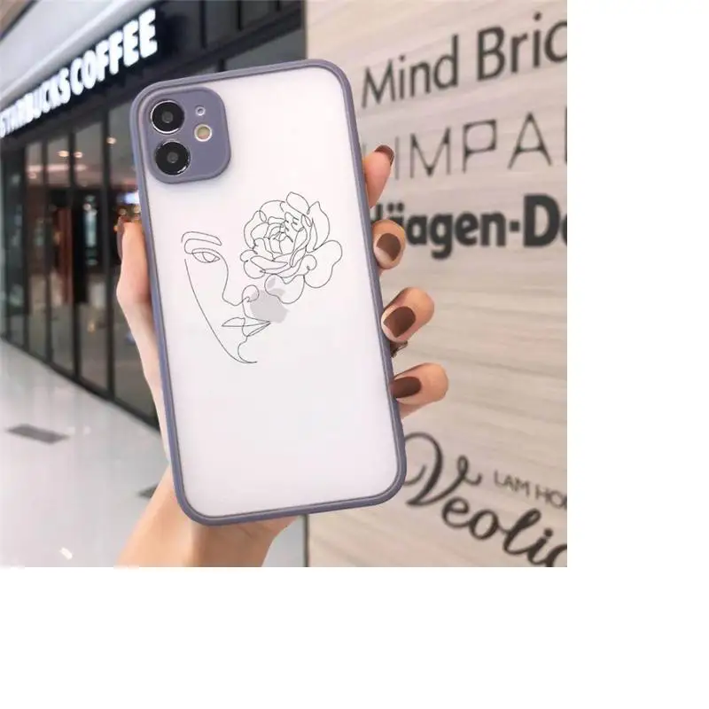

Abstract Art body Lines Phone Case Matte Transparent for iPhone 7 8 11 12 s mini pro X XS XR MAX Plus cover funda