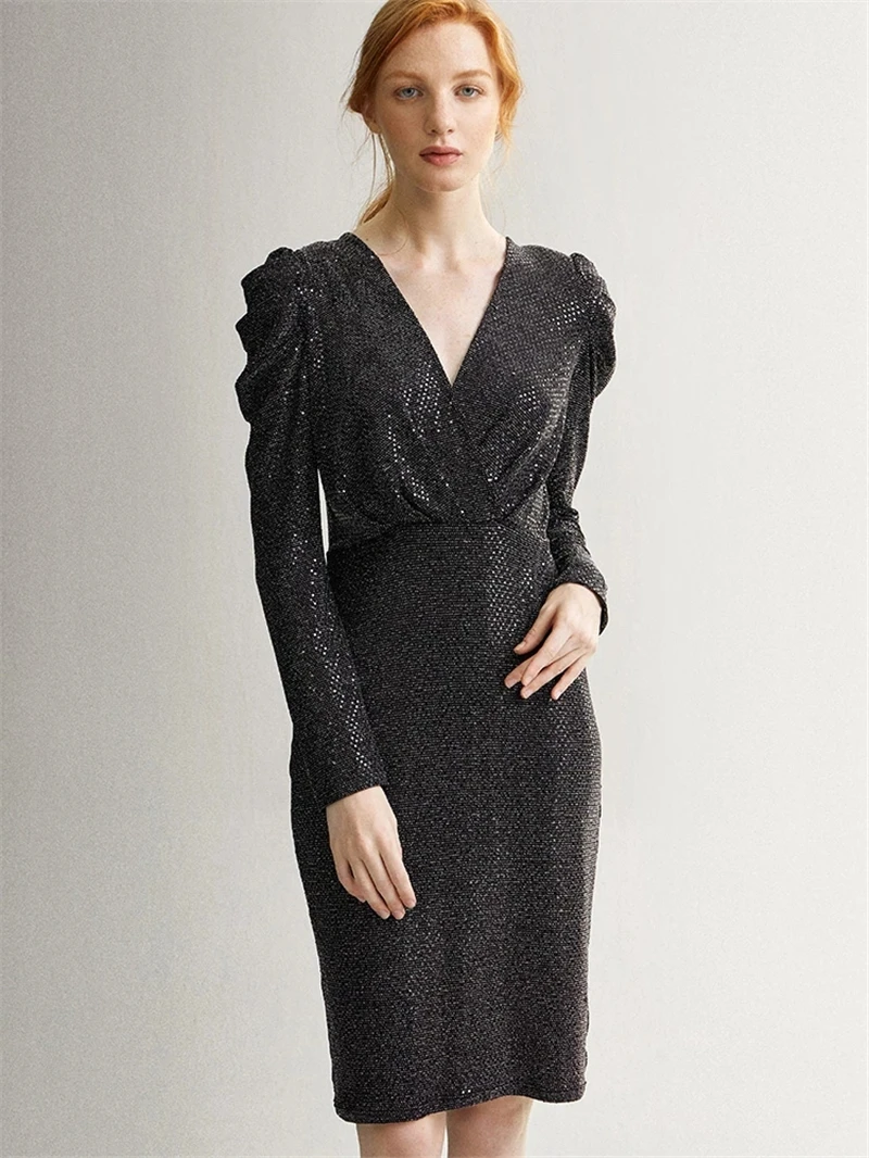 Женское элегантное платье с v образным вырезом сексуальное Клубное длинным