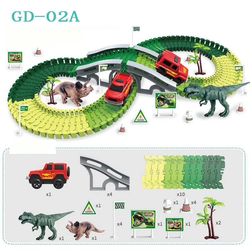 GD-02A Новые детские электрические игрушки динозавров железная дорога волшебный гоночный трек игрушка набор Diy Magicl треки автомобильные игрушки гоночные треки для мальчика - Цвет: GD-02A