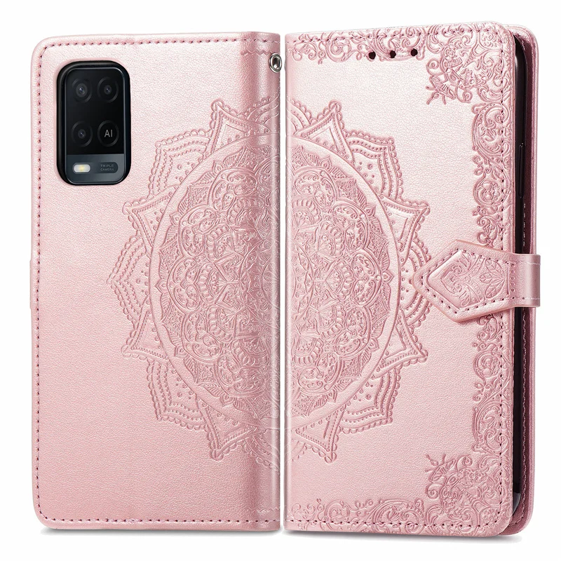 Wallet Case For OPPO A54 Case Shockproof Back Phone Bag Floral Filp TPU Leather Cover For OPPO A54 Case For OPPO A54 A 54 Cover