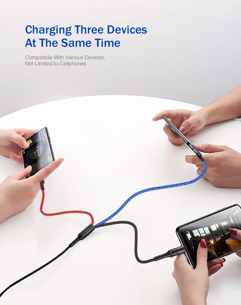 YKZ кабель для мобильного телефона 3 в 1 Micro USB кабель usb type-C кабель для зарядки для samsung Xiaomi huawei USB шнур для освещения