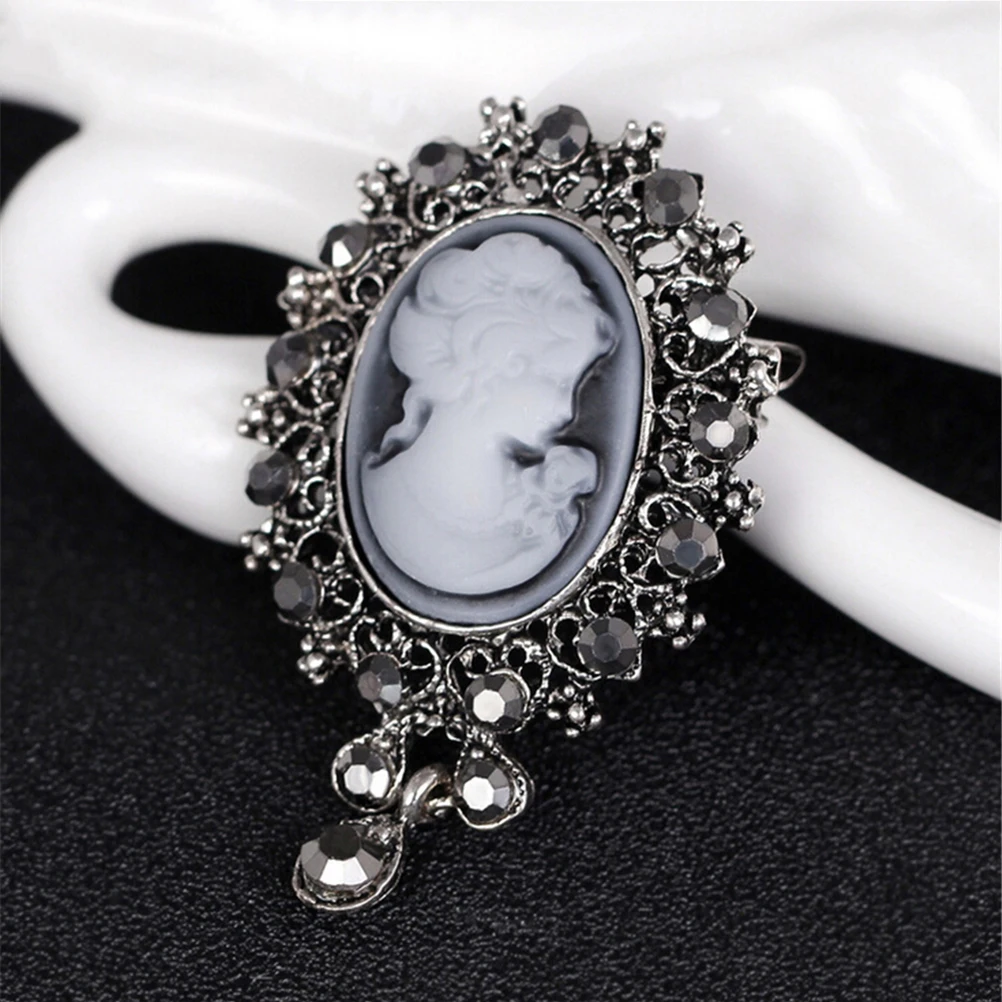 

1PC Crystal Rhinestone Lady Vintage Cameo Victorian Style Wedding Party Women Pendant Brooch Pin Free Shipping