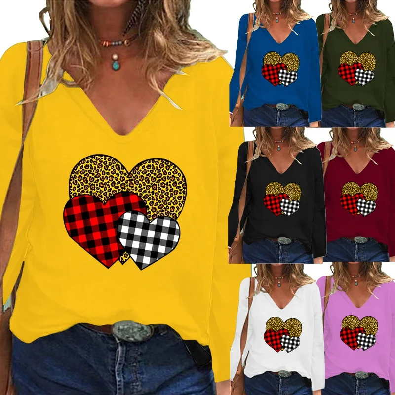 

FashionPrinting Women Clothing Autumn and Winter Elegent Long Sleeve V-neck Pullover Loose Casual Shirt Plus Size Tops