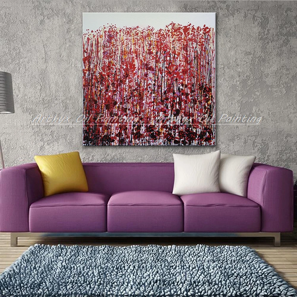 Оригинальная ручная роспись красного и синего цветов абстрактная картина маслом