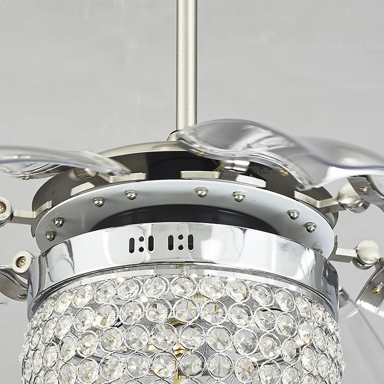 

American Creative led ceiling fan lamp 42 inch acrylic crystal bedroom dining room fan lamp