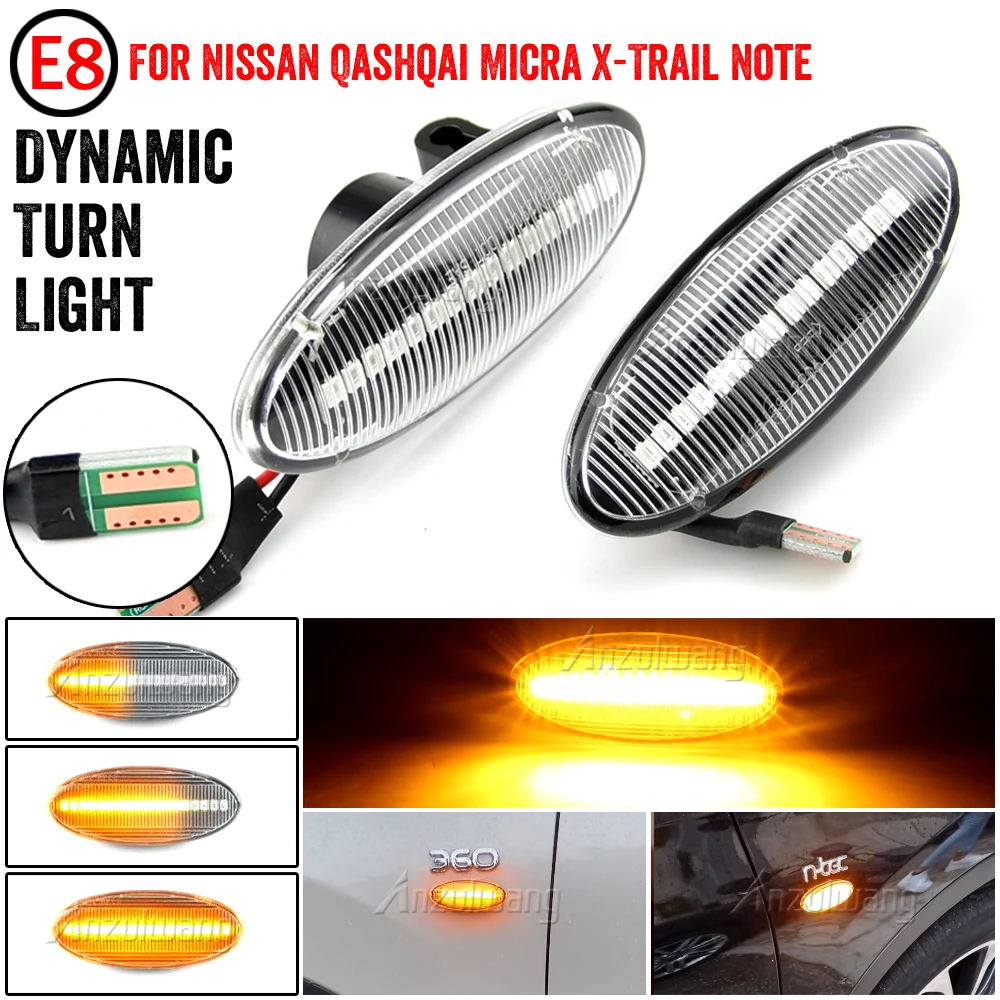 

Dynamic LED Fender Side Marker Turn Signal Lights Amber For Nissan Qashqai Dualis Juke Micra March Micra Note X-Trail
