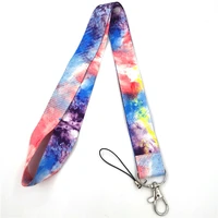 12pcs watercolor texture mobile phone straps keychain lanyard for keys usb gym id card badge holder neck strap necklace webbing