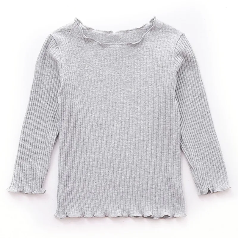 

New Autumn Baby Girls Long Sleeve Solid T-shirt Kids Cotton Tops Tees Casual Blouse For Baby
