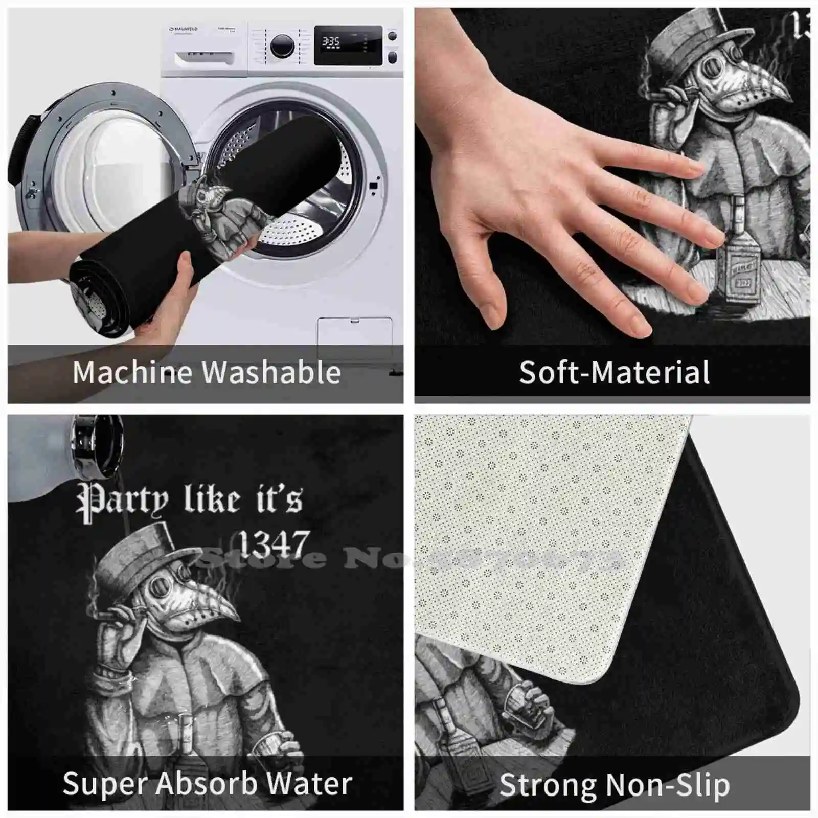 Вечерние Like It's 1347-винтажный мягкий коврик для Чумного доктора с охлаждением