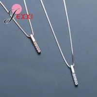 minimalist geometric vertical bar pendant necklaces 925 sterling silver fine jewelry for women trendy cz zircon accessories
