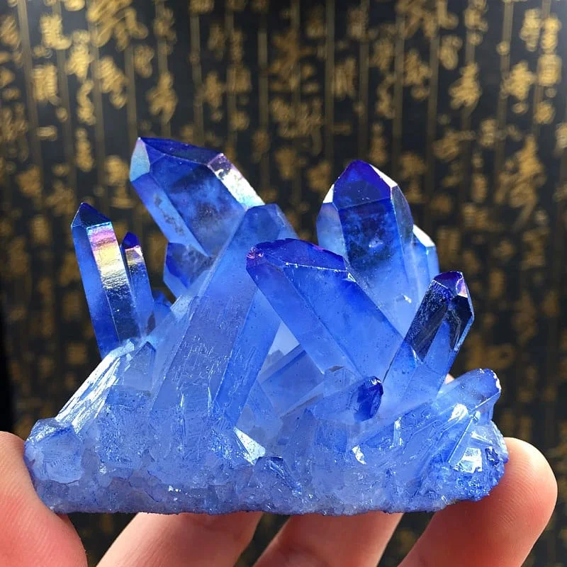160gquartz натуральный синий аура ангел кристалл кластер драгоценный камень vug