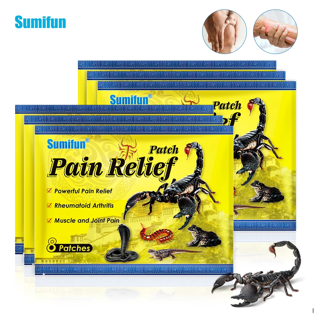 

8Pcs/Bag Sumifun Scorpion Venom Pain Relief Patch Herbal Balm Arthritis Rheumatism Sticker Joint Muscle Sprain Massage Plaster