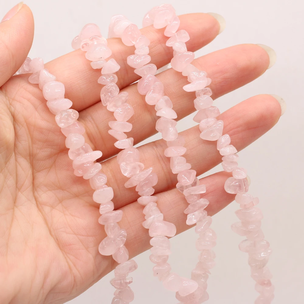 

Бусины из натурального полудрагоценного чипа, розовый кварц 5-8 мм, «сделай сам», Аксессуары для ожерелья, серег, подарок, длина 40 см