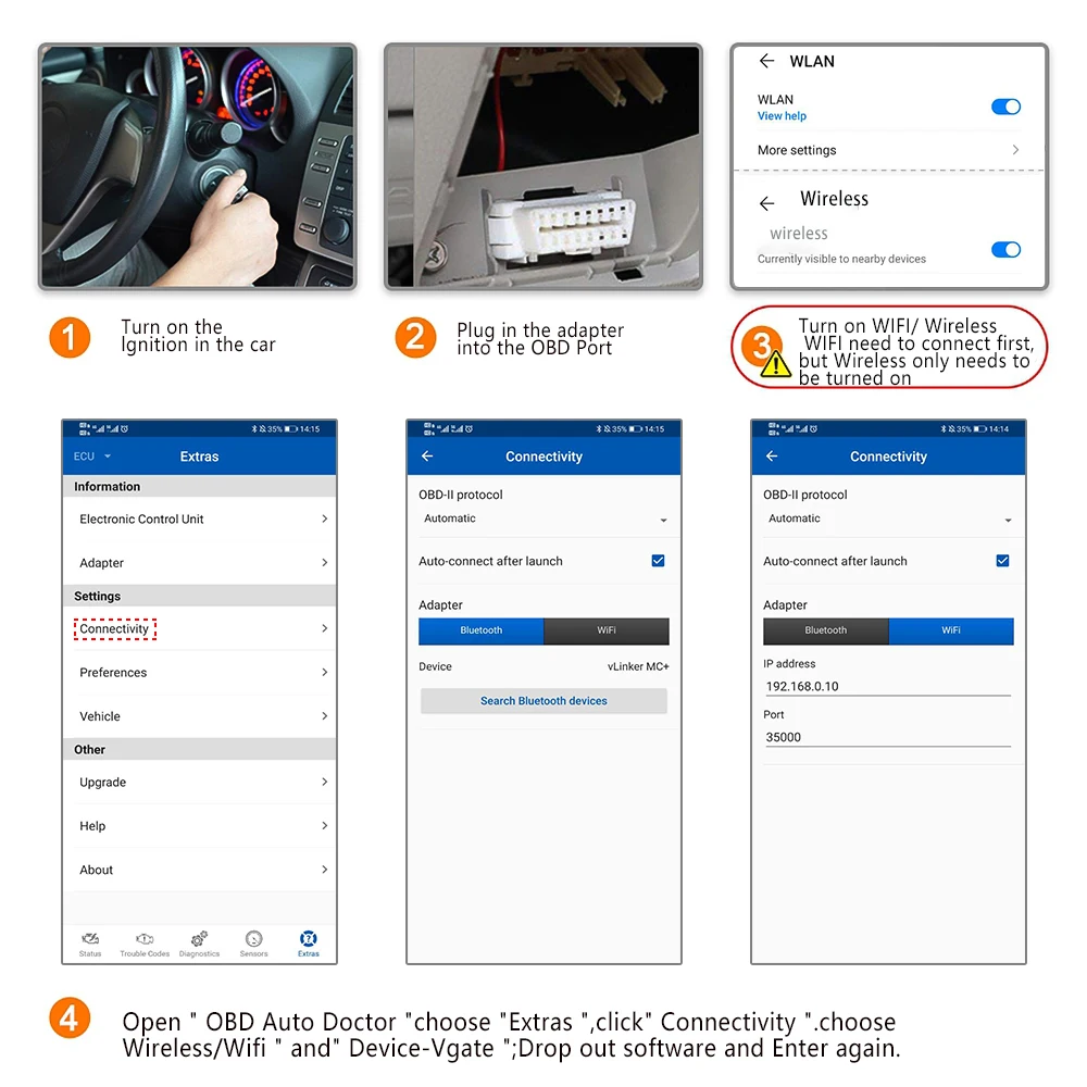 Автомобильный диагностический сканер Vgate vLinker MC + ELM327 WIFI для BMW/FordOBD2 Wireless BT4.0/3 0