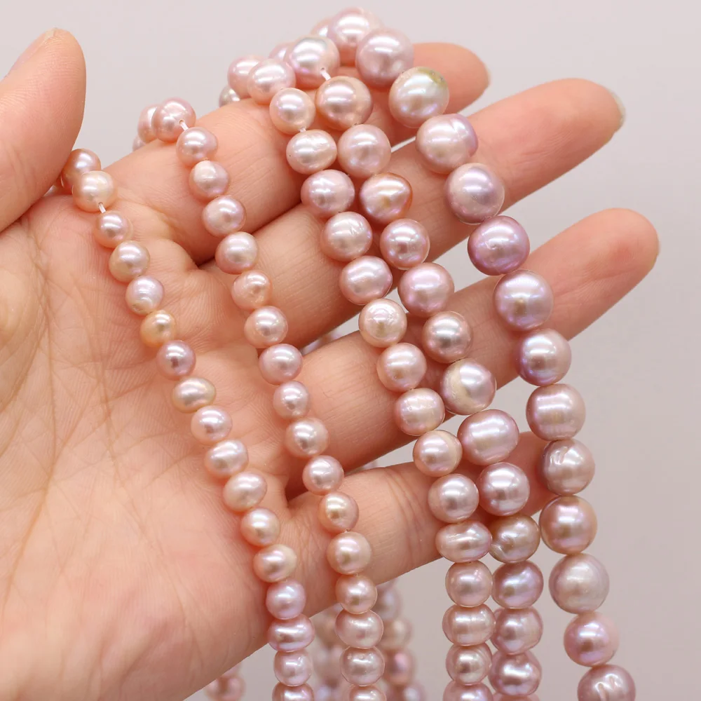 

New Round Pearls for Jewelry Making DIY Necklace Bracelet Accessories High-Quality Purple Natural Freshwater Pearl Beads 36 cm