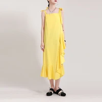 women irregular sling dress summer sexy patchwork strap dresses ruffles casual party gown sundress female clothes