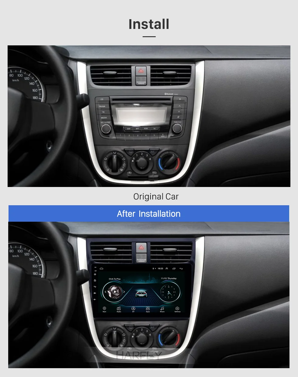 Harfey Android 8,1 9 дюймов для- Suzuki Celerio HD сенсорный экран головное устройство Автомобильный gps радио с поддержкой AUX OBD2 SWC Carplay