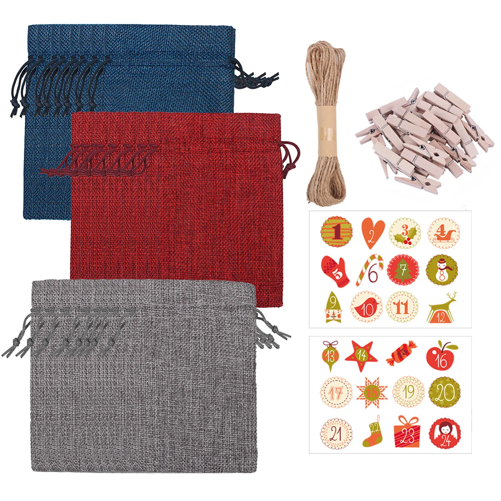 24 шт. Рождество приход календарные наклейки подвесной для конфет сумка Прочный