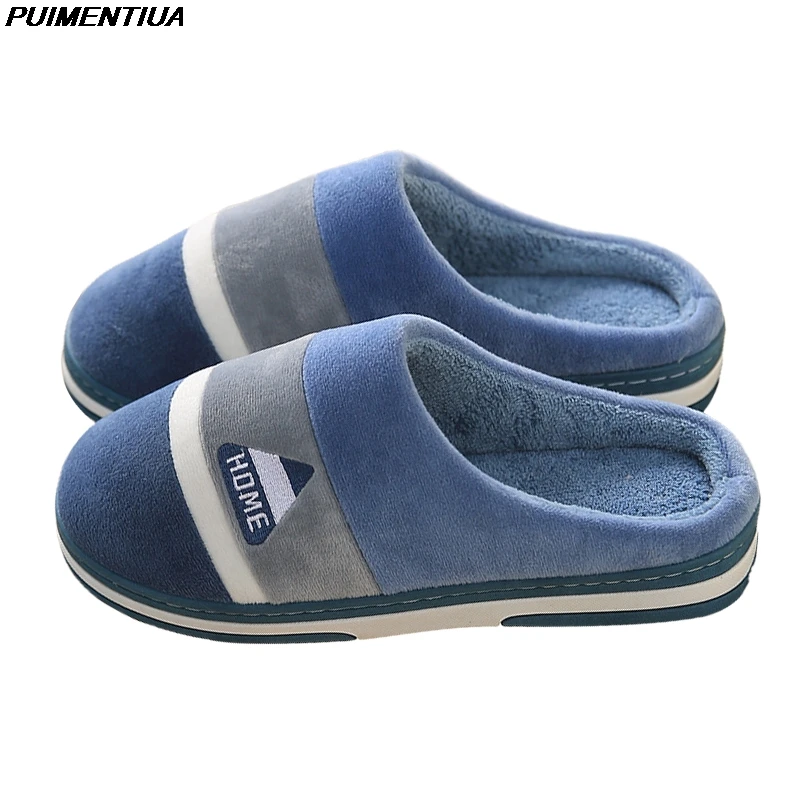 

Women Men Winter Warm Fur Plush Slippers Ladies Home Cotton Fabric Slippers Comfort Flat Heel Slides Bedroom Zapatilla Mujer