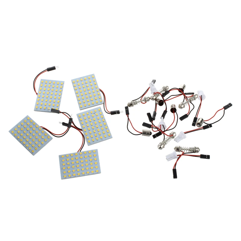 5X 48 SMD светодиодный теплый белый Панель светильник лампа Dome + T10 гирлянда BA9S