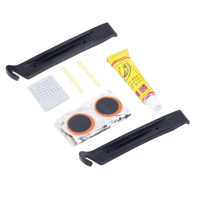 

Bike Bicycle Flat Tire Tyre Repair Tool Kit Rubber Patch Glue Lever Fix Sets QR