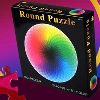 1000 pcsset colorful rainbow round geometrical photo puzzle adult kids diy educational reduce stress toy jigsaw puzzle paper