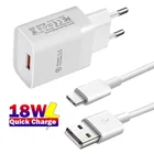 Сетевое зарядное устройство Quick Charge 3,0, 18 Вт, с кабелем типа C для Xiaomi Mi 11, Samsung A51, A52, iPhone QC 3,0