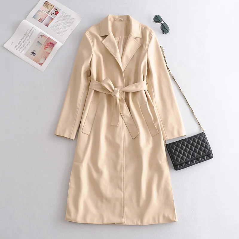 Новый осенне-зимний женский плащ из искусственной кожи Женский Винтажный