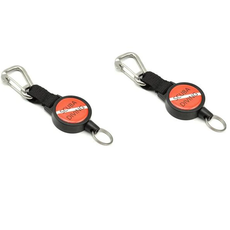 

2 Pcs Scuba Diving Lanyard Stainless Steel Retractor Cameras Dive Lights Holder Accessories