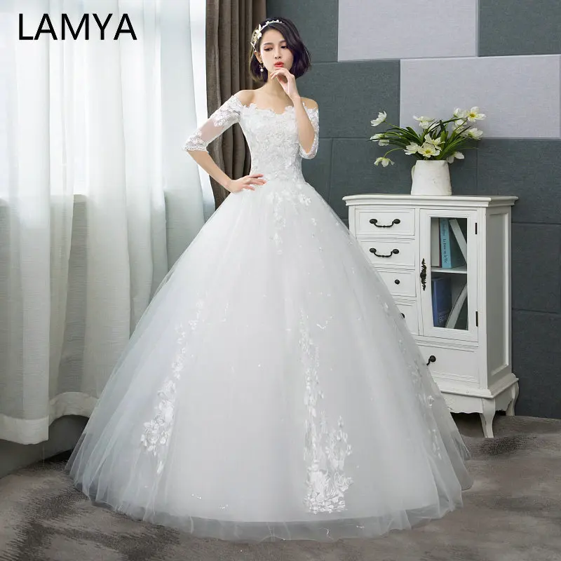 

Свадебное платье LAMYA с аппликацией в виде лепестков и цветов, кружевное элегантное платье принцессы, свадебные платья, Vestido De Noiva, длинное бел...