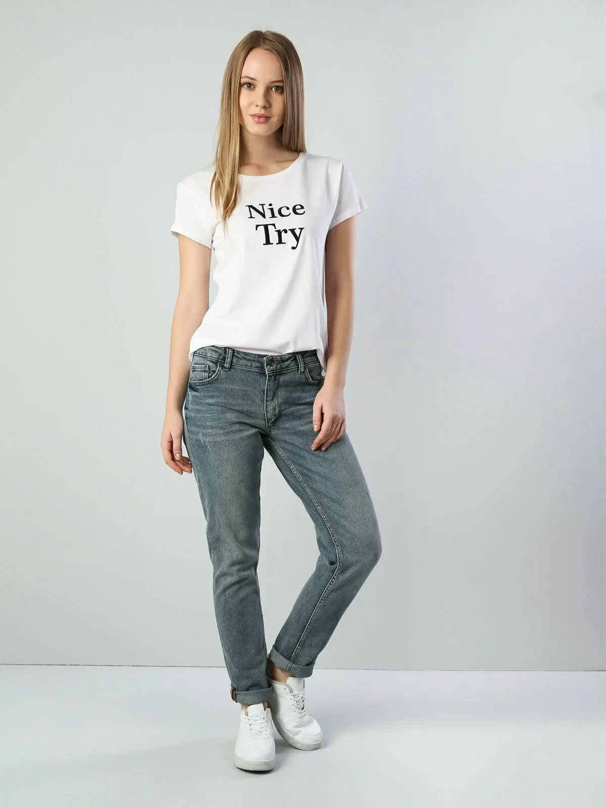 Colins Woman 891 Maya Slim Fit Blue High Rise Tapered Leg Jean Pantswomen's trousers women's pants Trousers for women pants wome