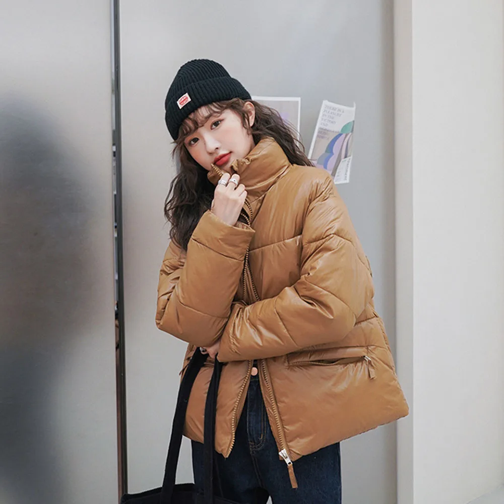 

Женская хлопковая стеганая куртка, однотонная утепленная модная Свободная куртка на молнии с длинным рукавом, Осень-зима 2021